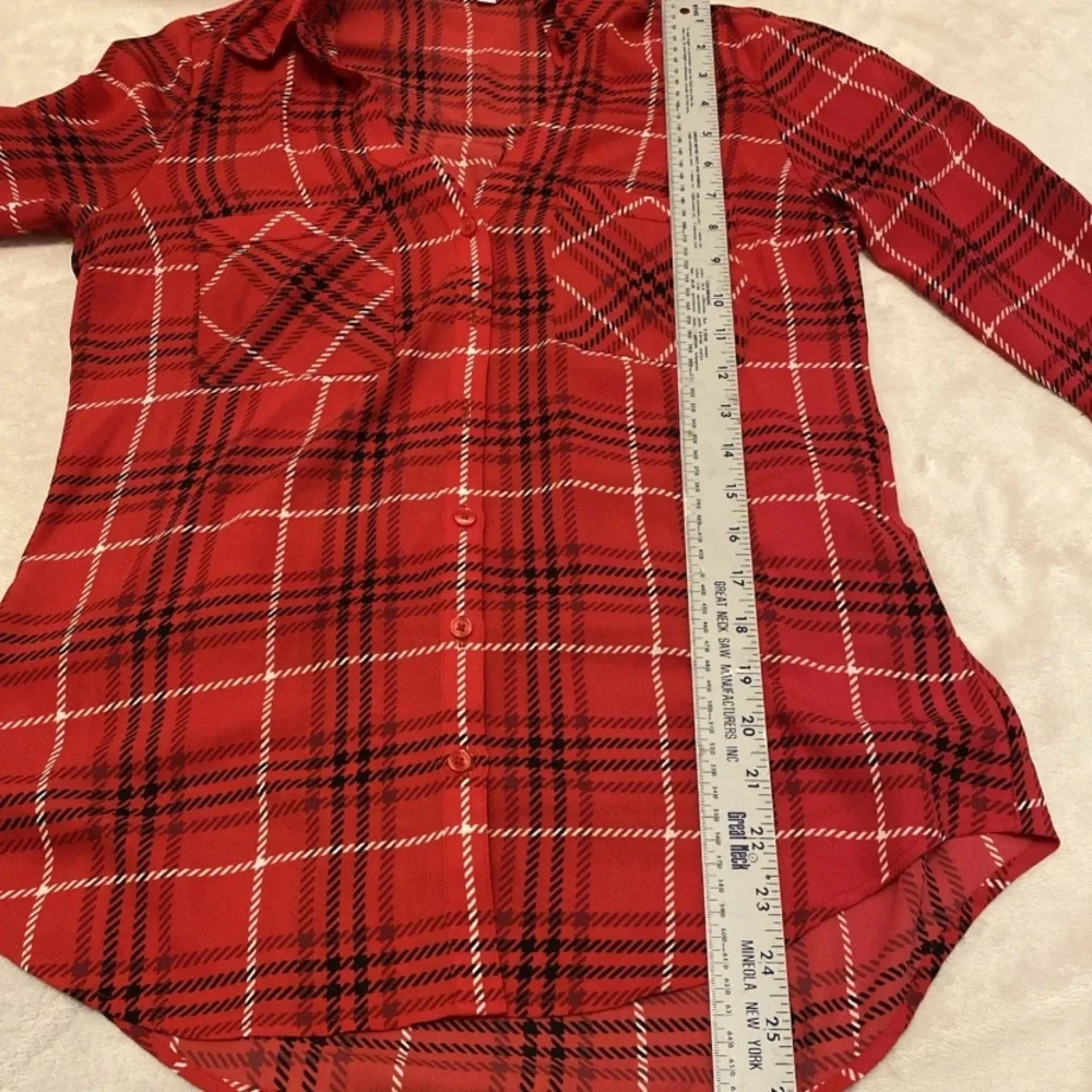 Express Red Plaid Button Down Shirt